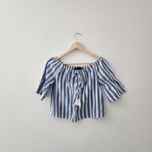 Black Label | Off the Shoulder Striped Crop Blouse